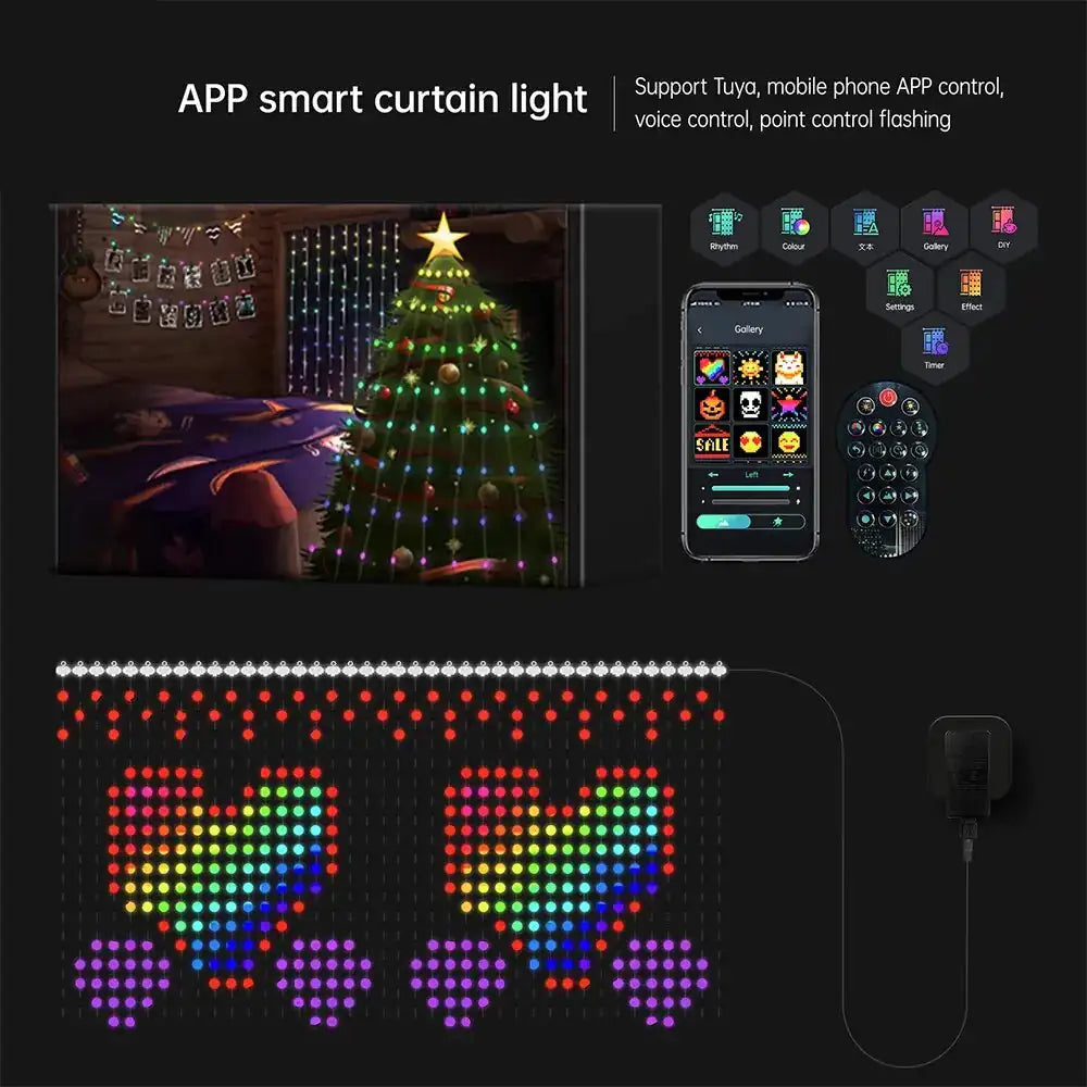 Color Waves LED Curtain-Sync Lights